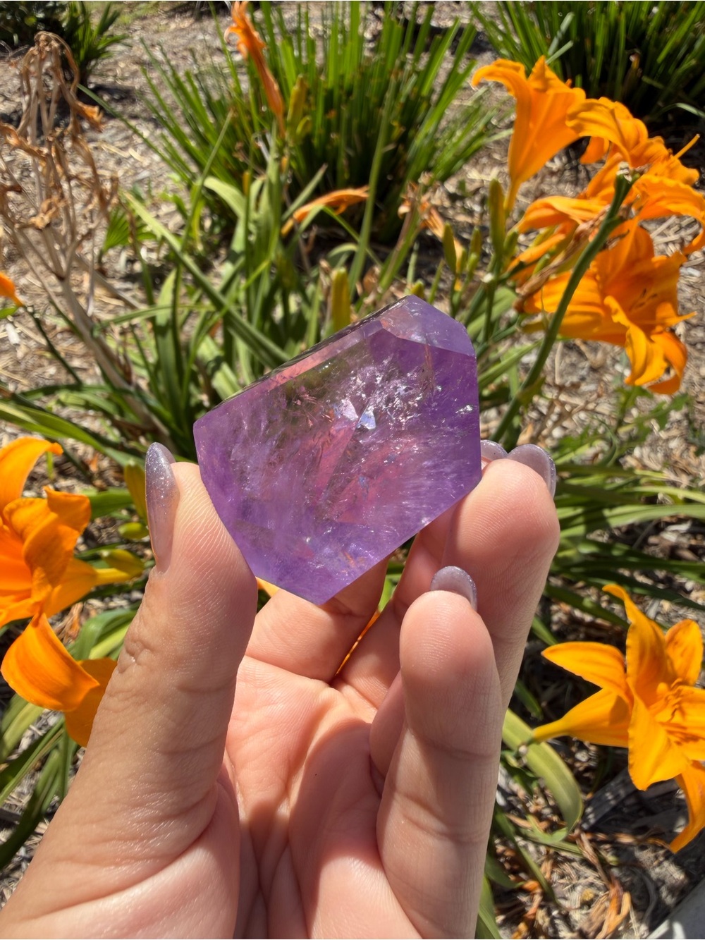 Natural Amethyst Freeform Lavender Quartz Polished Rainbow Crystal,A573